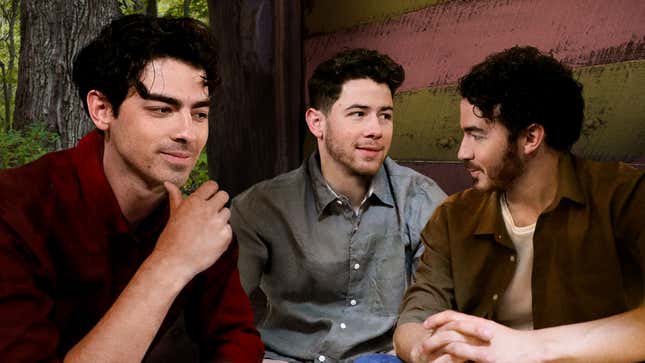 Image for article titled Jonas Brothers Make Tree-House Pact To Divorce Mean Wives And Marry Each Other