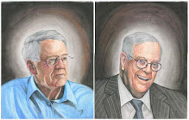 The Koch brothers, painted by artist Joseph Acker.