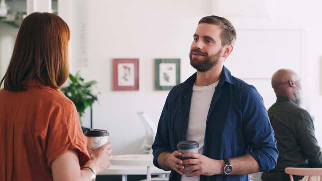 Image for article titled Embarrassed Man Accidentally Says ‘Hello’ To Coworker Instead Of ‘I Feel Like Crying All The Time’