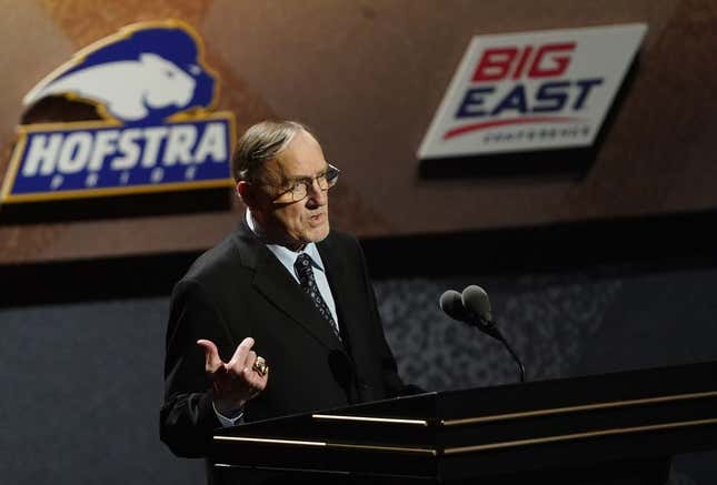 Sep 11, 2021; Springfield, MA, USA; Class of 2021 inductee Rick Adelman speaks at the Naismith Memorial Basketball Hall of Fame Memorial at MassMutual Center.