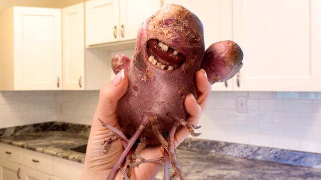 Image for article titled ‘I Can Still Cook This, Right,’ Asks Woman Holding Up Writhing, Screaming Potato With 8-Foot-Long Roots
