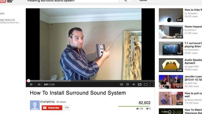 Image for article titled Man Made Clear-Headed Choice To Upload Series Of Online Videos Explaining How To Install Surround Sound Speakers