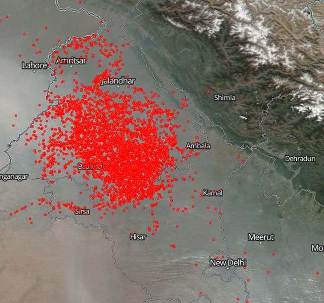 Image for article titled Satellite images show Delhi’s in for another smoggy winter