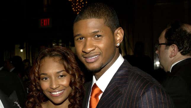 Bryant Gumbel, Chilli of TLC and Usher during 2003 Clive Davis Pre-GRAMMY Party in New York City, New York, United States.
