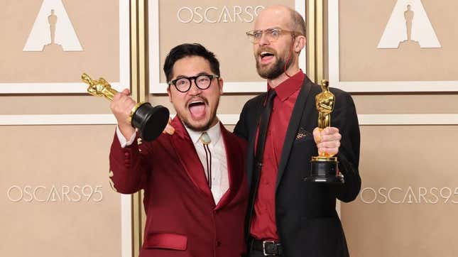 The Daniels—Daniel Kwan and Daniel Scheinert, seen here with their Oscars—might be directing a Star Wars show.