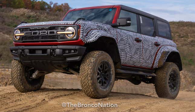Image for article titled This Is The Upcoming Ford Bronco Raptor With Its Updated Suspension, Widebody Kit And Huge Tires