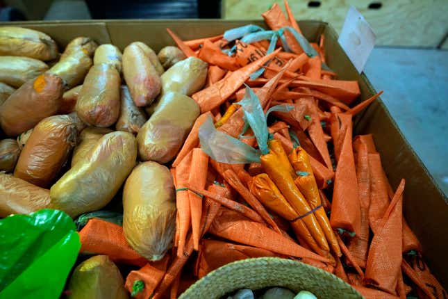 Potatoes and carrots....made of trash.