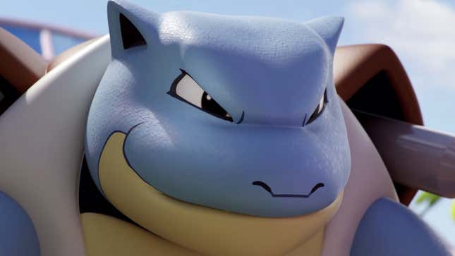 A screenshot of Blastoise smiling just before it rekts some opposing Pokémon.