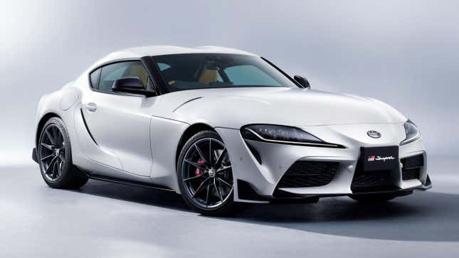 The Toyota GR Supra Matte White Edition is quite possibly cooler than the GR Supra A91-CF, because it’s got a stick-shift!