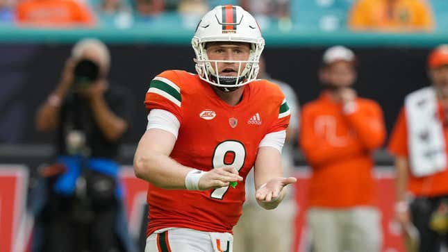 Miami’s Tyler Van Dyke was ridin’ the pines by the end of Saturday’s loss to Middle Tennessee State.