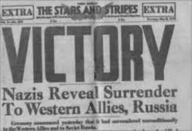 V-E Day headline