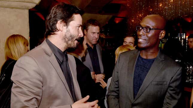 Keanu Reeves and Lance Reddick during the premiere of John Wick in 2014