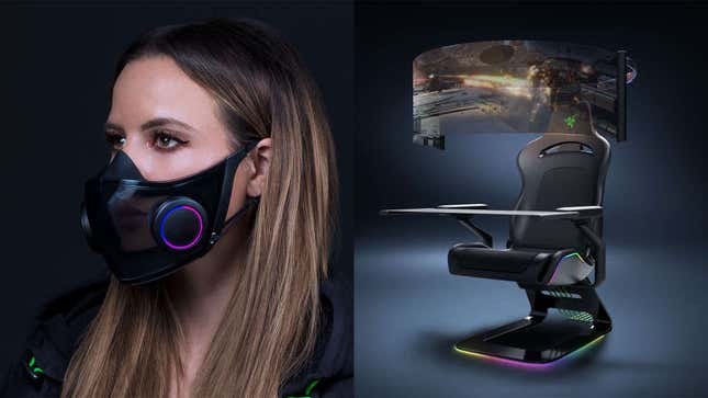 Imagen para el artículo titulado Una silla con pantalla 360 grados y una mascarilla inteligente, entre los mejores proyectos de Razer en CES