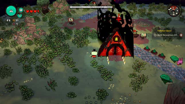 The lamb approaches the Temple in Cult of the Lamb.