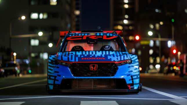 A photo of the front end of the CR-V race car. 