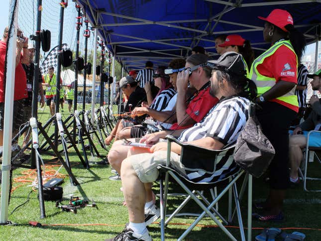 Pilots preparing for a heat at the Drone Nationals.