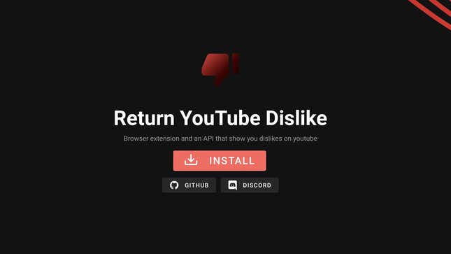 Image for article titled There’s Now a Browser Extension That Lets You See Dislikes on YouTube Again (For Now)