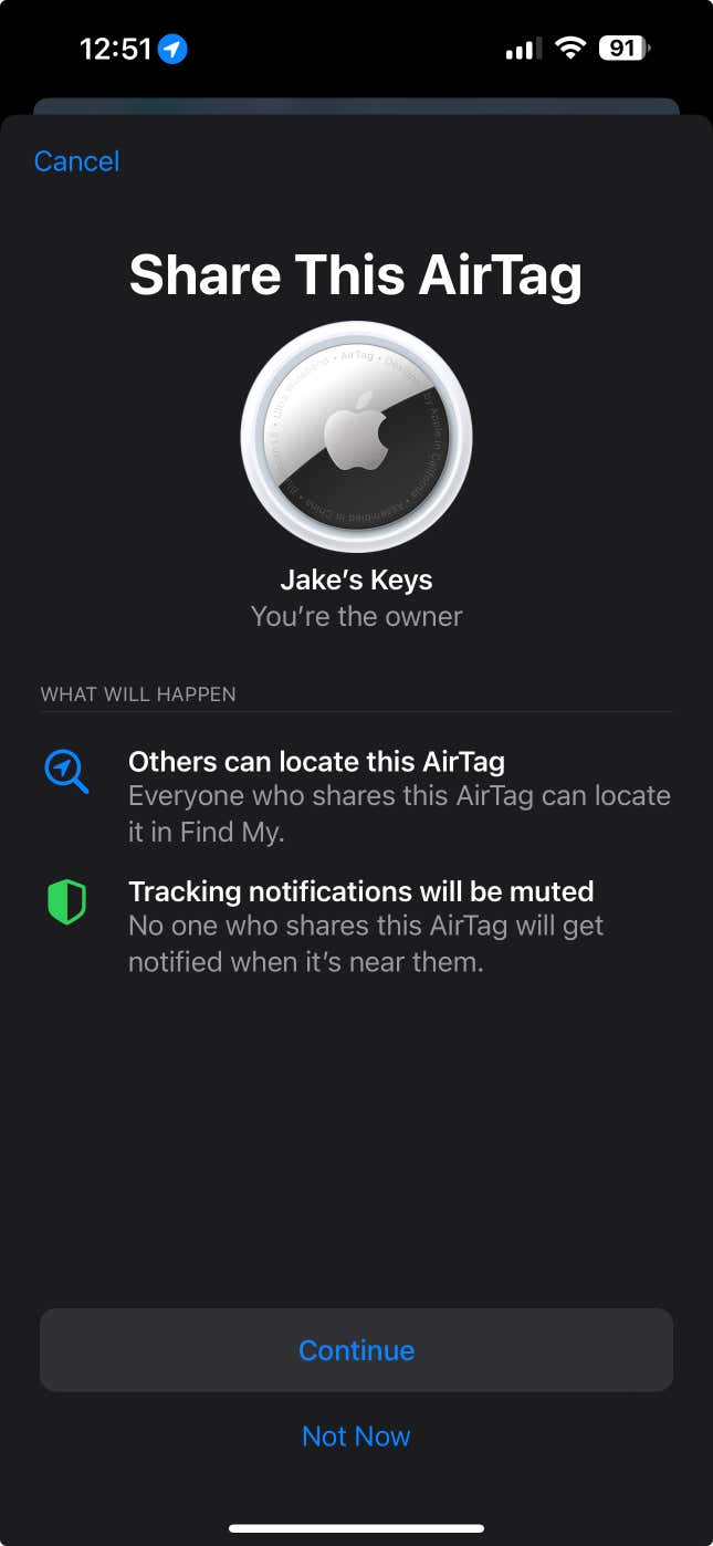 Image for article titled You Can Finally Share Your AirTag’s Location With Others