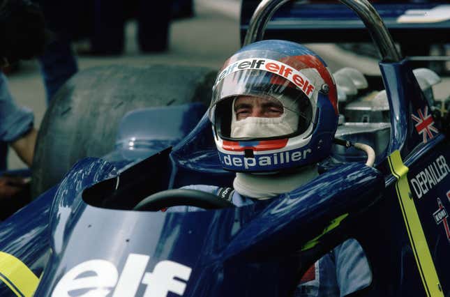Elf-Tyrrell driver Patrick Depailler of France during the 1976 Race of Champions British Formula One Grand Prix held at Brands Hatch, in Kent, England.