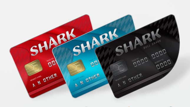 A promo image from Rockstar showcasing the various Shark Cards players can buy.