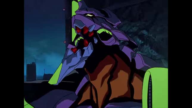 A Neon Genesis Evangelion screenshot shows EVA Unit 01 going berserk. 