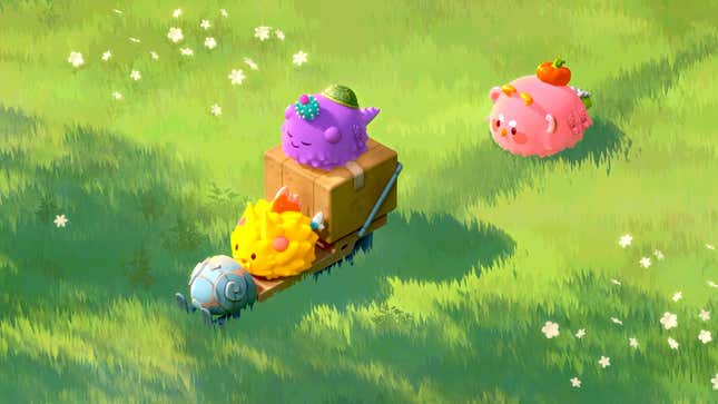 Axie characters from the play-to-earn NFT/crypto game Axie Infinity.