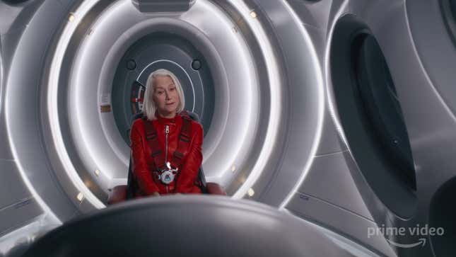 Actor Helen Mirren in a sci-fi scene from Amazon's new anthology series Solos.