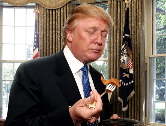 Image for article titled Trump Feasts On Deep-Fried Fetus After Learning Antibody Treatment Derived From Stem Cells