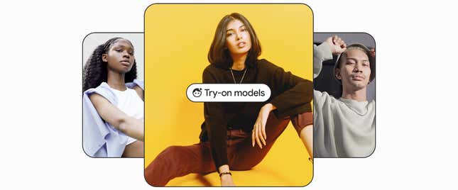 Three images of models wearing clothing.
