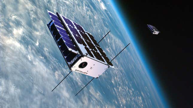 A conceptual image of one of Sateliot's satellites in space.