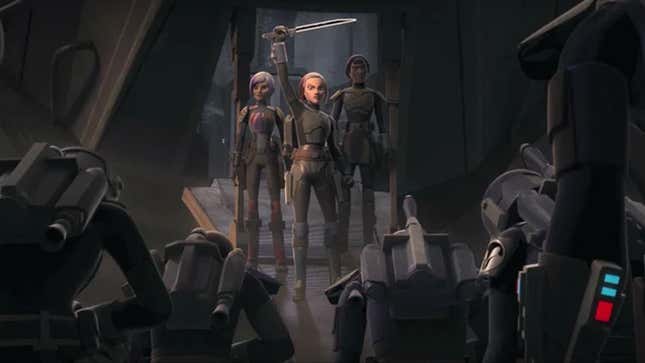 Bo-Katan Kryze inherits the Darksaber, using it unite the forces of House Vizsla against Imperial rule.