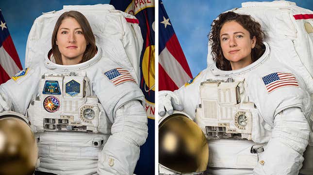 Astronauts Christina Koch (left) and Jessica Meir (right)