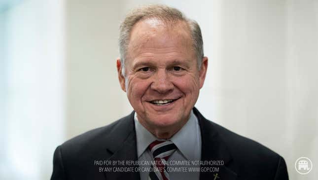 Image for article titled New RNC Ad Endorses Roy Moore: ‘He’s A Scumbag, But He’s Our Scumbag’