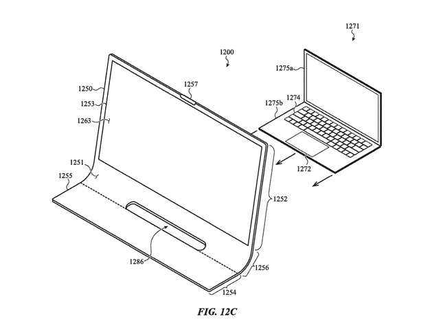 In this figure, you can see the AIO display serving as a dock for a MacBook.