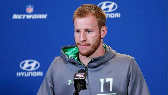 Image for article titled Carson Wentz Hoping To Just Skip To Part Where He’s Respected Veteran Backup QB