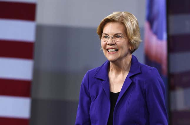 Democratic presidential candidate U.S. Sen. Elizabeth Warren (D-Mass.) speaks at the National Forum on Wages and Working People: Creating an Economy That Works for All at Enclave on April 27, 2019 in Las Vegas.