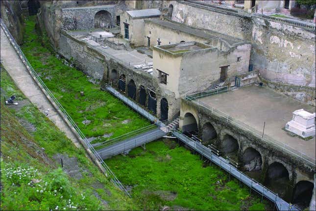 The Herculaneum boat chambers.