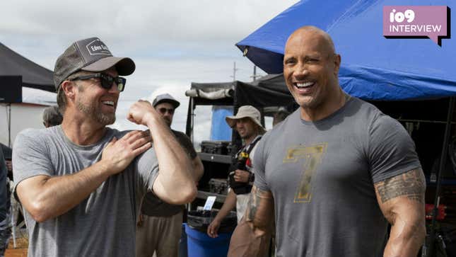 Director David Leitch with the Rock.