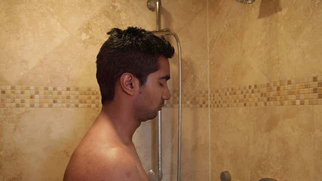 Image for article titled Man Coming To Terms With Fact That Shower Not Getting Any Hotter