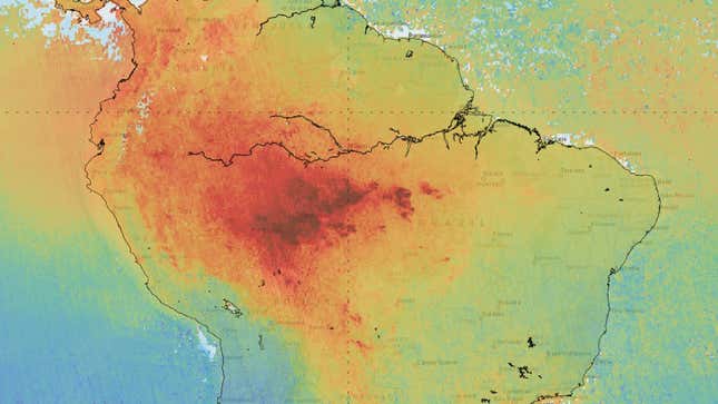 Carbon monoxide emissions over the Amazon for the first two weeks of August