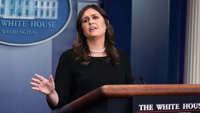 Image for article titled Exasperated Huckabee Sanders Reminds Press Corps That Children Under 14 Can’t Feel Pain