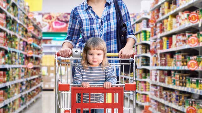 Image for article titled Toddler Standing Up In Shopping Cart Surveys Grocery Store Like Grizzled Sea Captain On Whaling Expedition