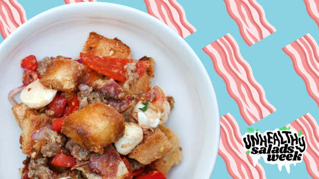 Image for article titled How to make Meat Lover’s Panzanella, the pizza disguised as a salad