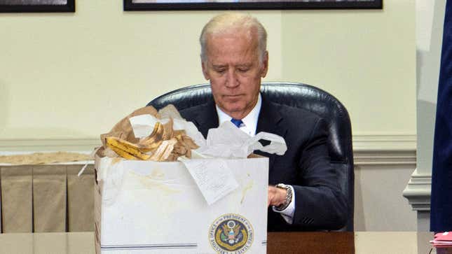 Image for article titled Biden Receives First Box Of Wadded-Up Napkins And Receipts Comprising Trump Intelligence Briefing