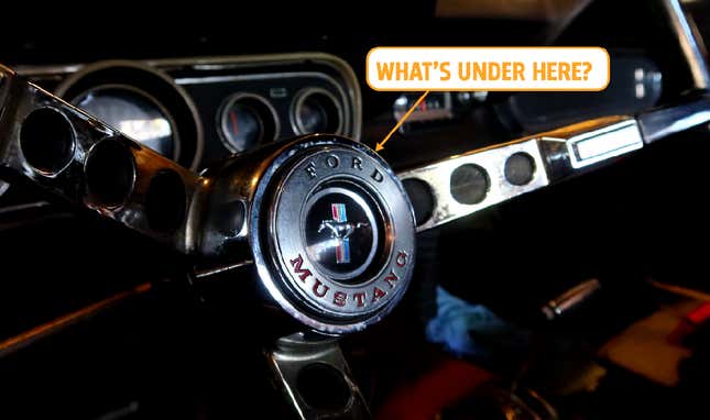 Image for article titled Here&#39;s The Secret Hiding Under The Original Ford Mustang&#39;s Steering Wheel Cap