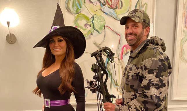 Image for article titled For Halloween, Don Jr. Was &#39;Man Who Tweets Conspiracy Theories on the Internet and Is Also Holding a Hunting Bow&#39;
