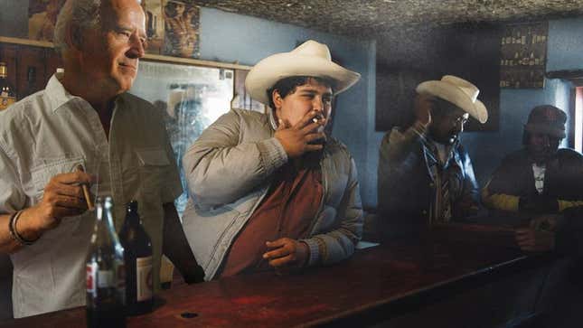 Biden keeps a low profile in a cantina just over the border where people know him as "Lt. Johnny Jones."