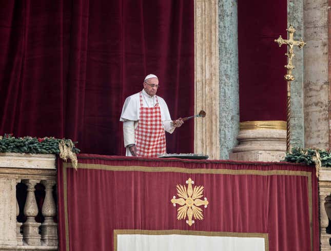 Image for article titled Pope Francis Grills Burgers On Balcony Of St. Peter’s Basilica