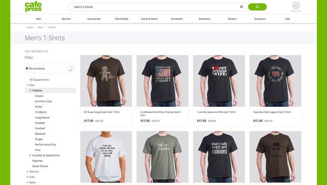 Image for article titled CafePress.com Announces Sweeping Privacy Changes After Improperly Sharing The T-Shirt Sizes Of Millions Of Americans