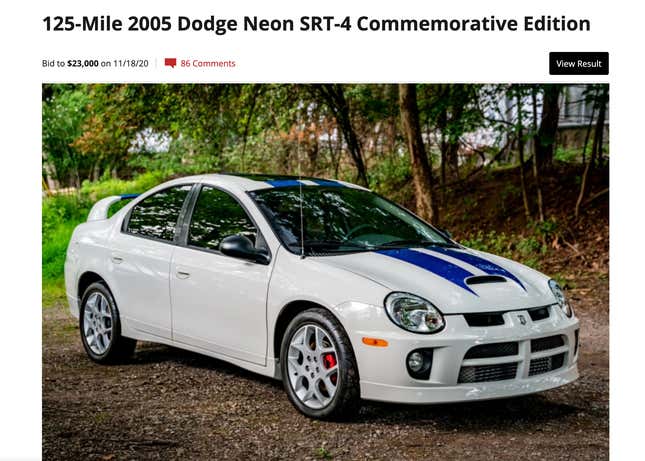 Image for article titled Someone Might Have Paid Too Much For This Low Mileage Dodge Neon SRT-4